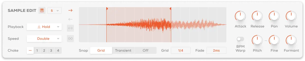 excite audio bloom Palette sample edit