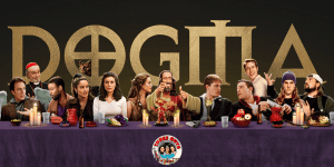 Group of people discussing the movie Dogma at The Movie Review Podcast.
