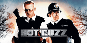 Logo of "3 Guys and a Flick" movie review podcast featuring two police officers.