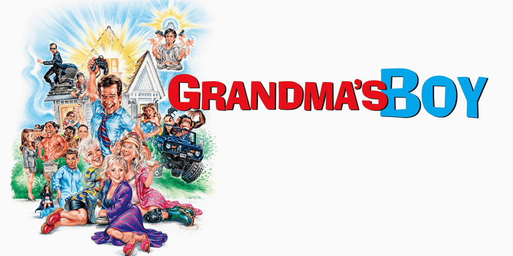 Promotional image for Grandma's Boy movie review podcast episode.
