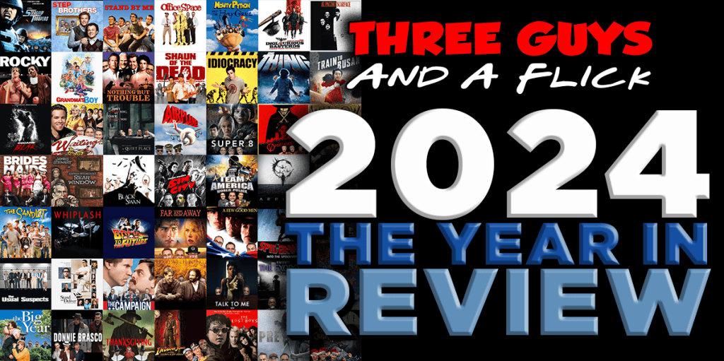 Podcast logo featuring movie posters collage.