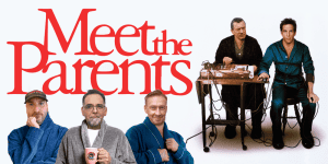 The cast of "Meet the Parents" movie, featuring Ben Stiller and Robert De Niro.