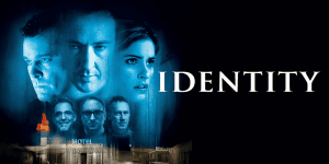 Promotional image for "Identity" movie review episode of 3 Guys and a Flick podcast.