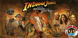Indiana Jones and the Raiders of the Lost Ark movie review podcast cover image.