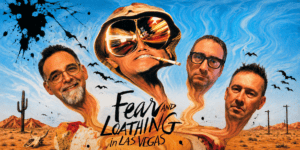 Promotional poster for Fear and Loathing in Las Vegas movie review podcast.
