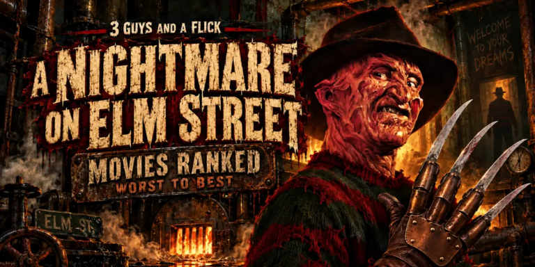 Freddy Krueger from A Nightmare on Elm Street in a horror scene.