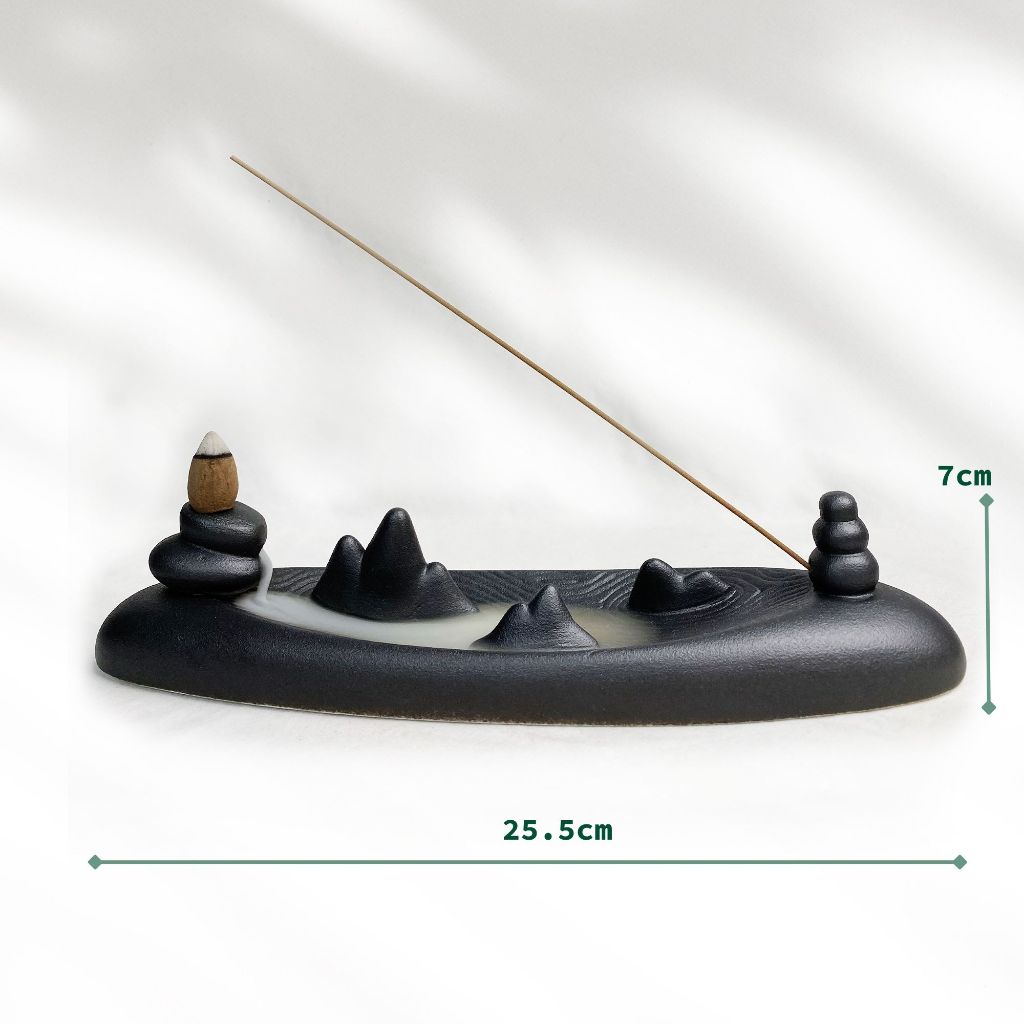 Đế Cắm Nhang Sứ Tranh Thủy Mặc 3 Lành Vẽ Tay Phong Cảnh Á Đông - Ảnh 8