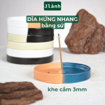 Đĩa Hứng Nhang Gốm Tối Giản 3 Lành Decor Nhiều Màu Đối Xứng