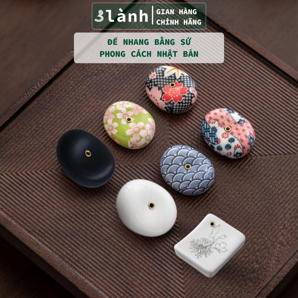 Đế Cắm Nhang Gốm Thiền Nhật 3 Lành Sakura Vảy Cá Seigaha