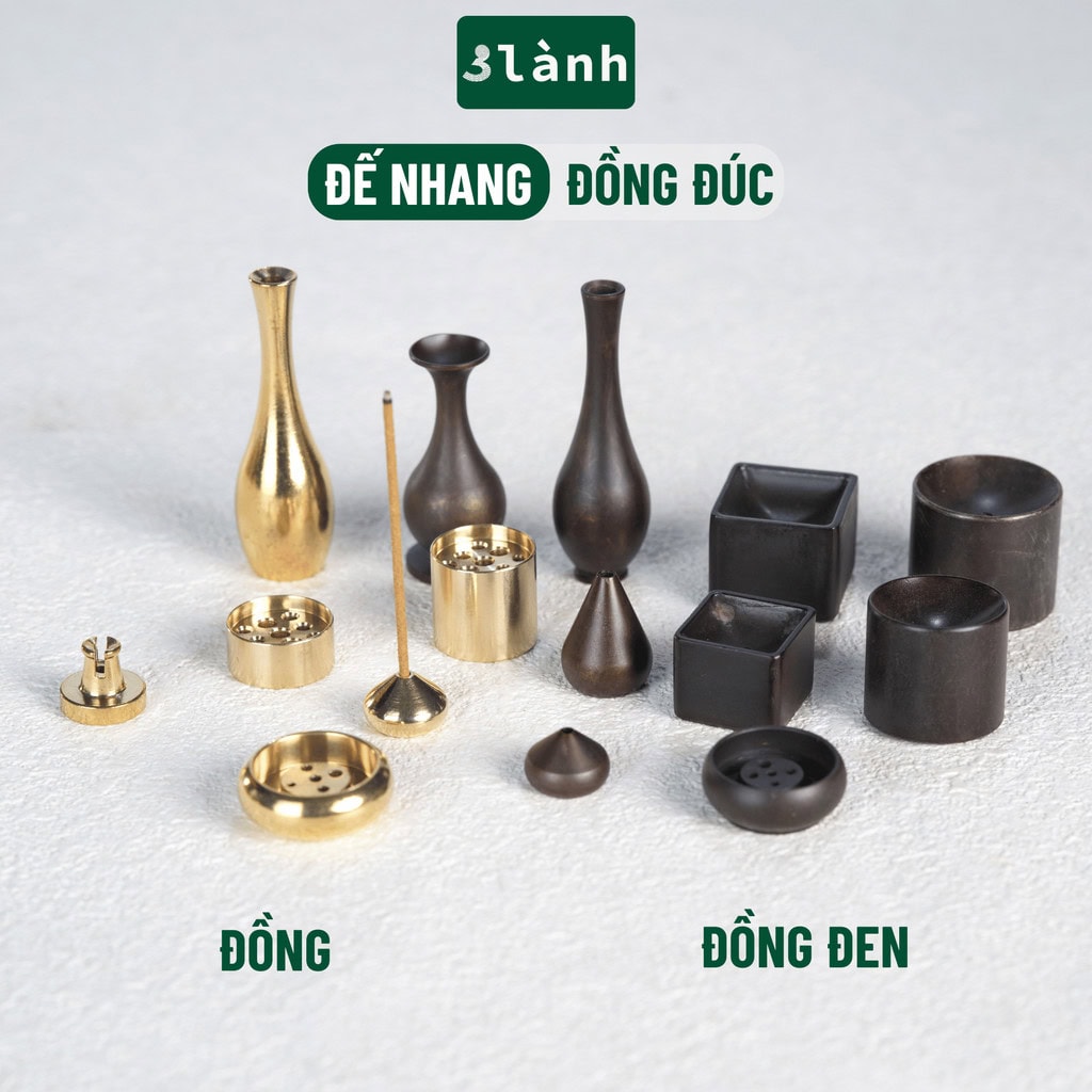 Đế Cắm Nhang Đồng 5-9 Lỗ Đồng Thau Đồng Đen 3 Lành 13 Mẫu