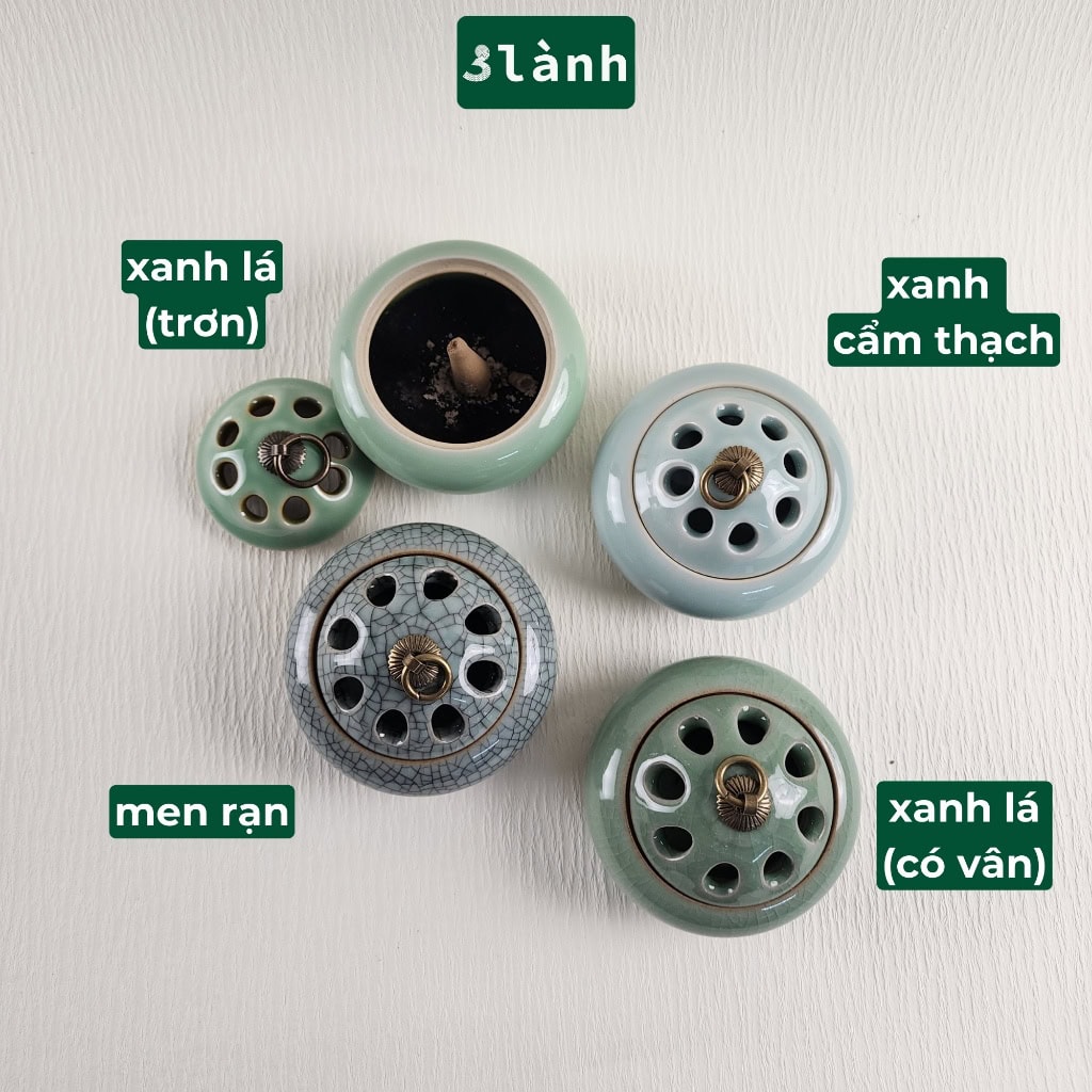 Lư Xông Trầm Hương Gốm Sứ Nắp Đồng – Hoa Văn Cổ - Ảnh 2
