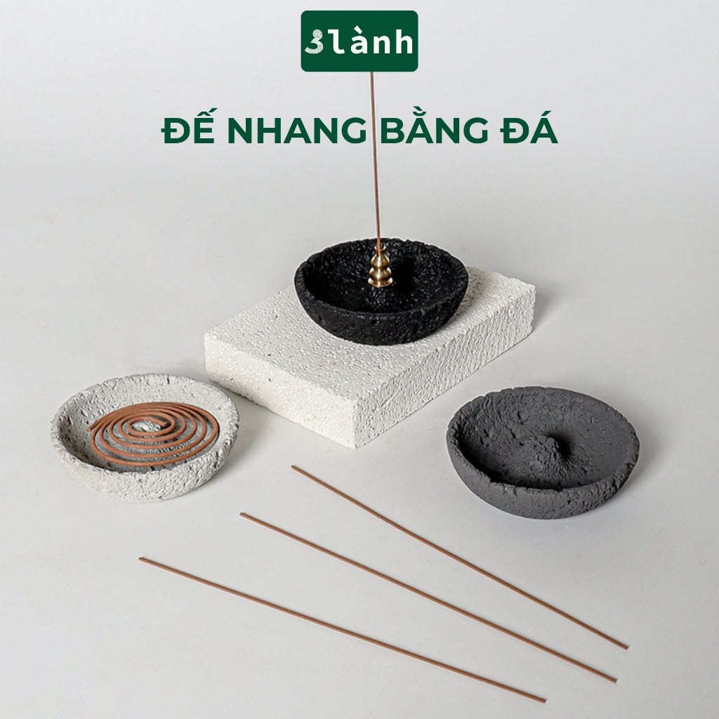 Đế Hứng Nhang Đá Rộng Miệng 3 Lành Mặt Đá Thô Mộc Thiền Nhật - Ảnh 2