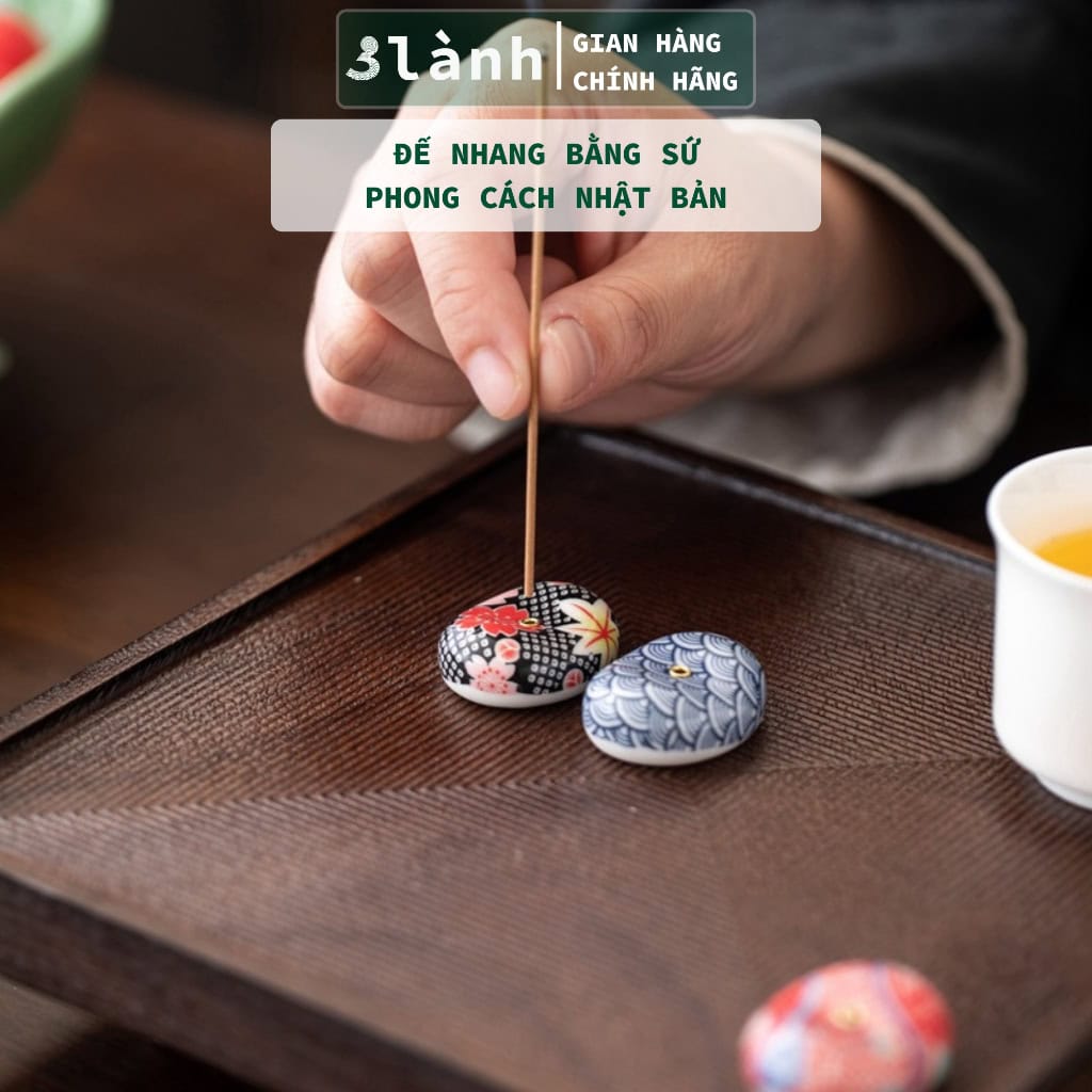 Đế Cắm Nhang Gốm Thiền Nhật 3 Lành Sakura Vảy Cá Seigaha - Ảnh 6