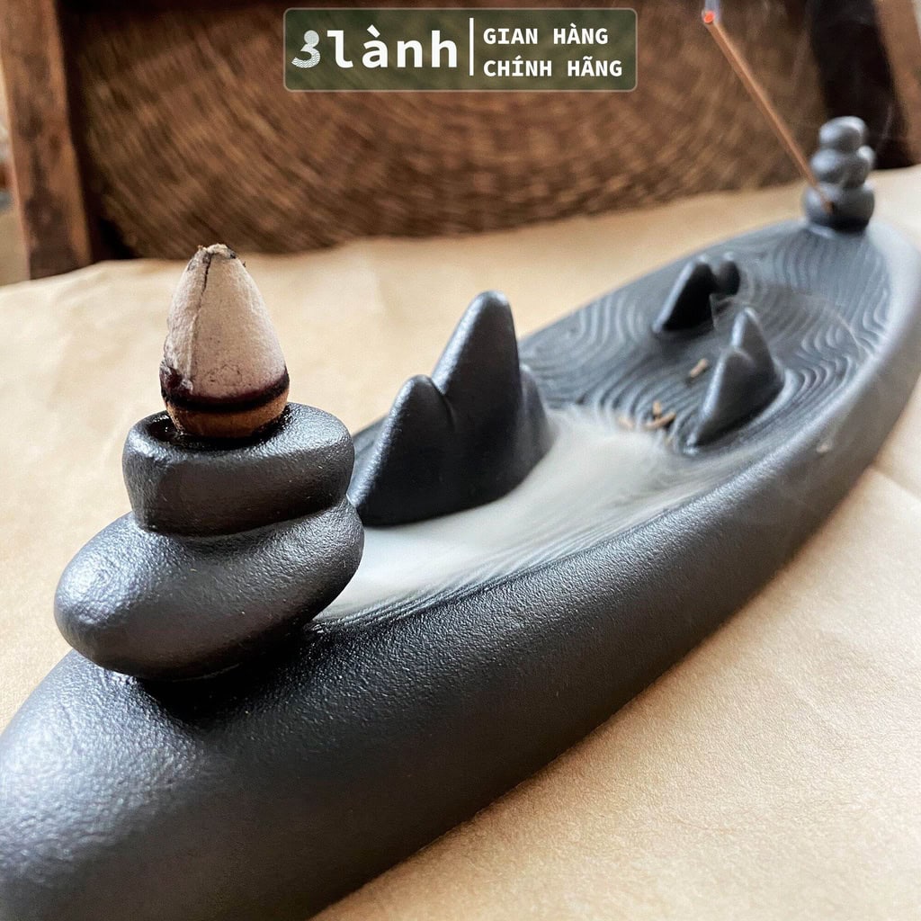 Đế Cắm Nhang Sứ Tranh Thủy Mặc 3 Lành Vẽ Tay Phong Cảnh Á Đông - Ảnh 4