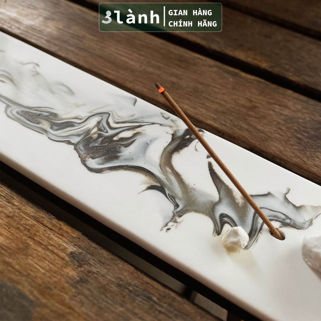 Đế Cắm Nhang Sứ Tranh Thủy Mặc 3 Lành Vẽ Tay Phong Cảnh Á Đông - Ảnh 6