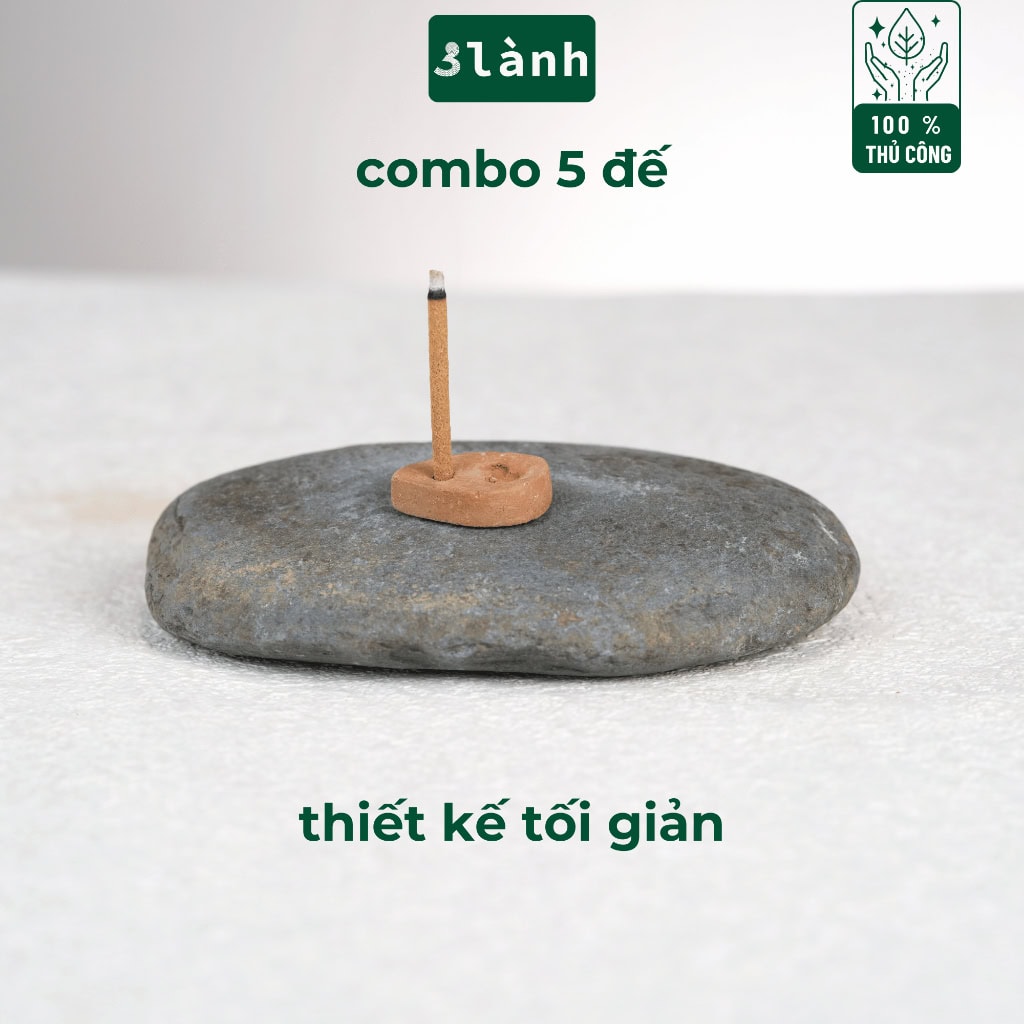 Bộ Đế Cắm Nhang Gốm Đất Sét Thủ Công 3 Lành Khe Cắm 3mm - Ảnh 5