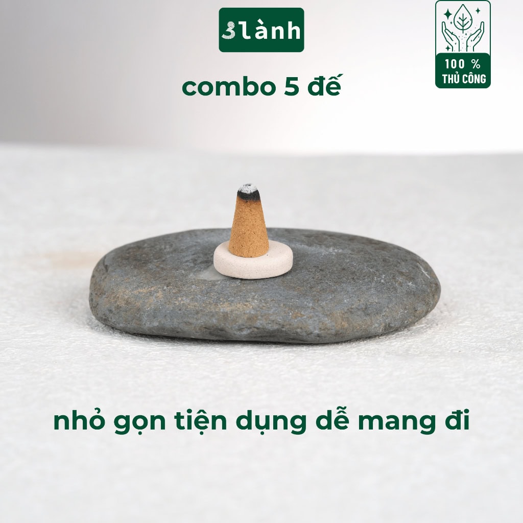 Bộ Đế Cắm Nhang Gốm Đất Sét Thủ Công 3 Lành Khe Cắm 3mm - Ảnh 4