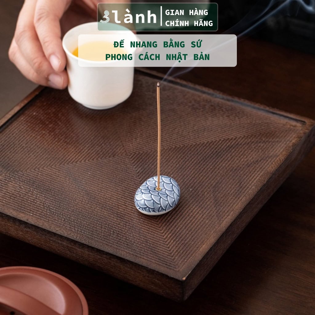 Đế Cắm Nhang Gốm Thiền Nhật 3 Lành Sakura Vảy Cá Seigaha - Ảnh 7