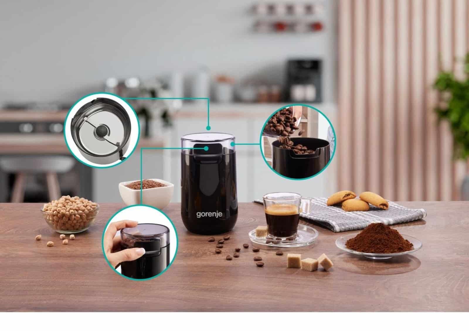 Gorenje | Coffee Grinder | SMK150SB | 150 W | Coffee beans capacity 45 g | Lid safety switch | Black - obrazek 7