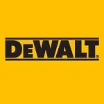 Black DEWALT logo on a yellow background