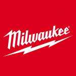 Milwaukee logo with white text and a lightning bolt on a red background