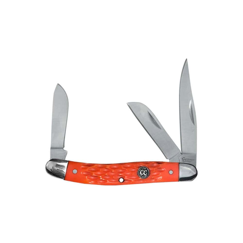 Open Cattleman Stockman Jigged Delrin Knife in orange