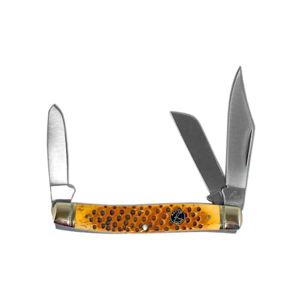 American Buffalo Roper Stockman Viper Pitted Bone Knife