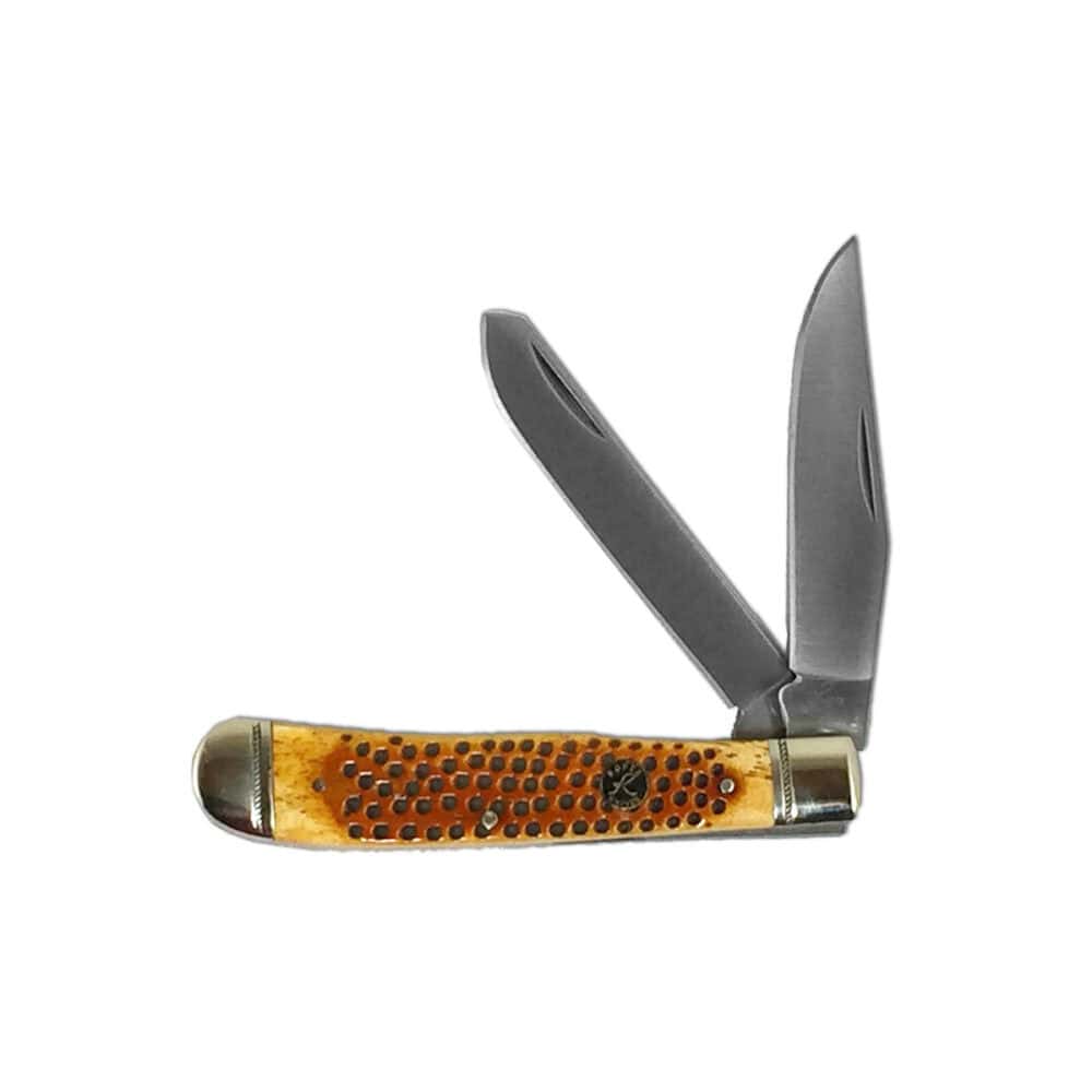 American Buffalo Roper Trapper Pit Viper Pitted Bone Knife