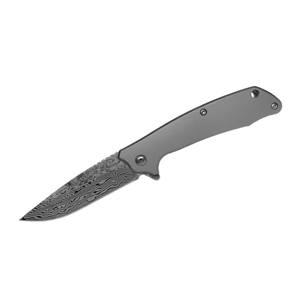 American Buffalo Roper frame lock BB Maverick Damascus SS Handle Knife