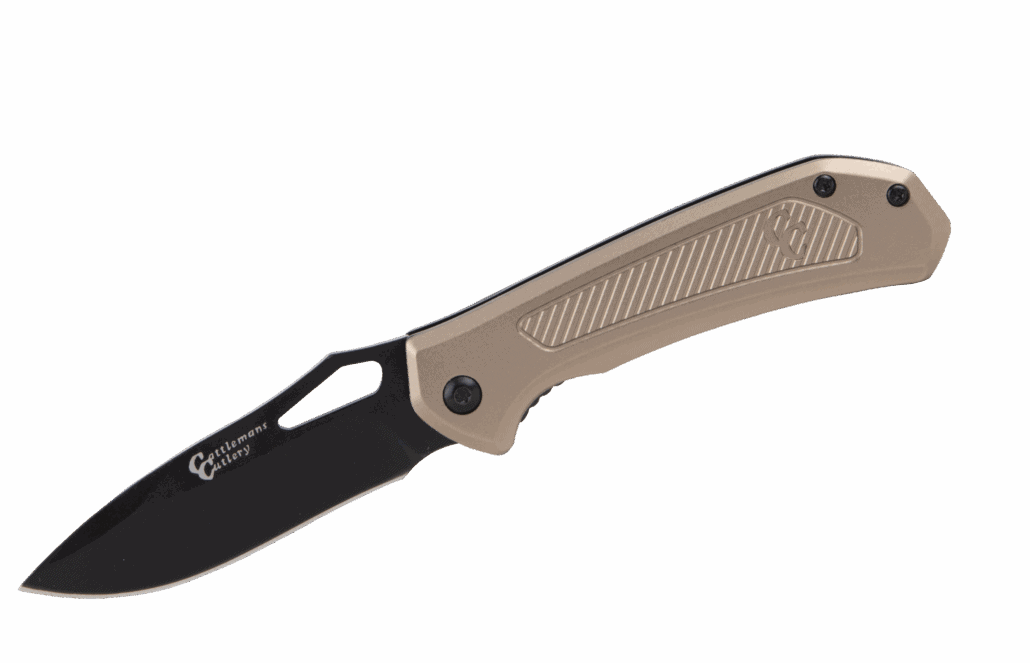 Classic Cattlemans Cutlery slip joint folding knife with two polished stainless steel blades. Traditional EDC pocket tool.
