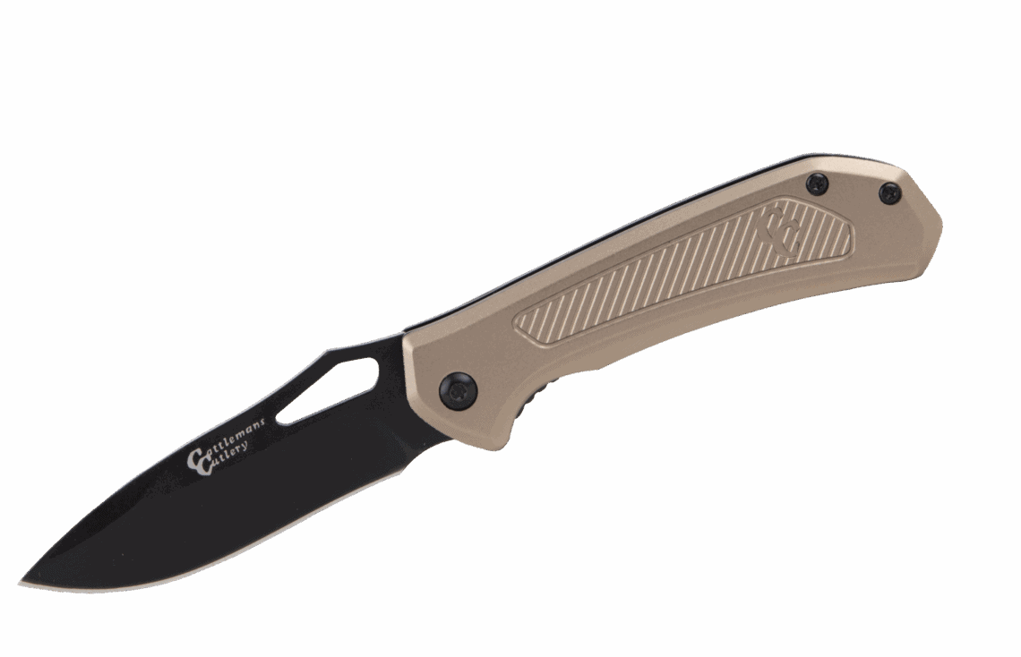 Classic Cattlemans Cutlery slip joint folding knife with two polished stainless steel blades. Traditional EDC pocket tool.