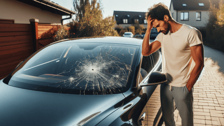 A Cracked Tesla Windshield