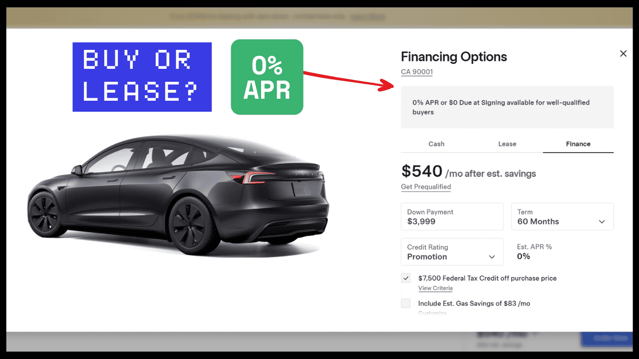 0% APR on Tesla Model 3 offer