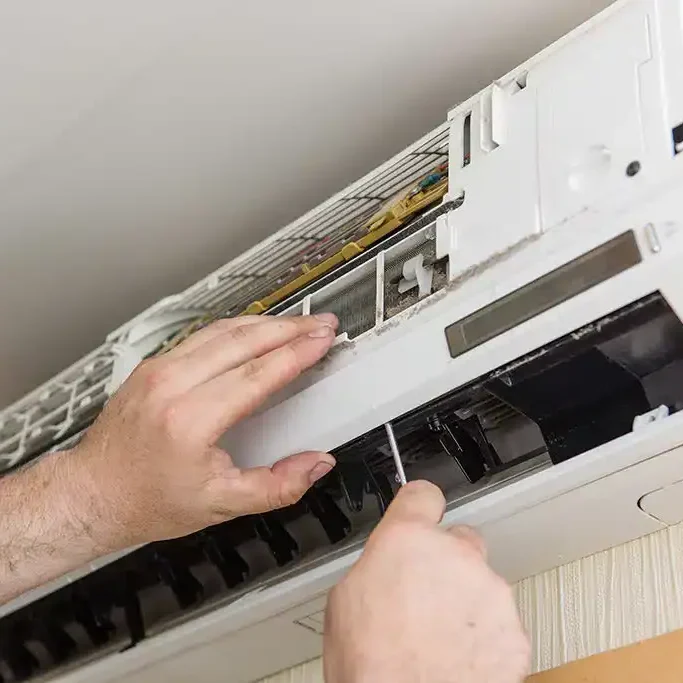 HVAC-Technician-Repairing-Ductless-Mini-Split-Unit
