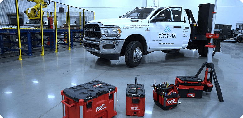 service truck with tools in automation industry