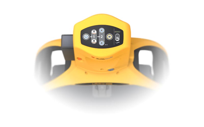 Yellow industrial machine control panel with side handles