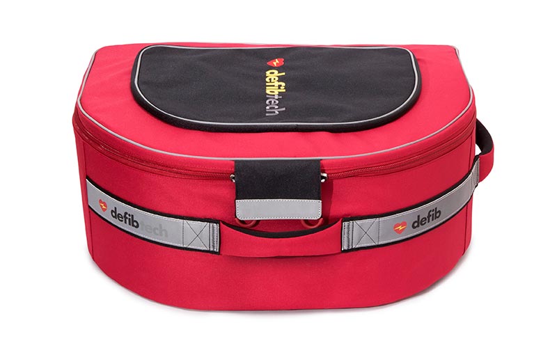 Red Defibtech defibrillator carrying case bag