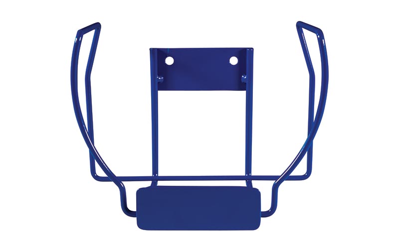 Blue metal wall-mounted bracket with side supports