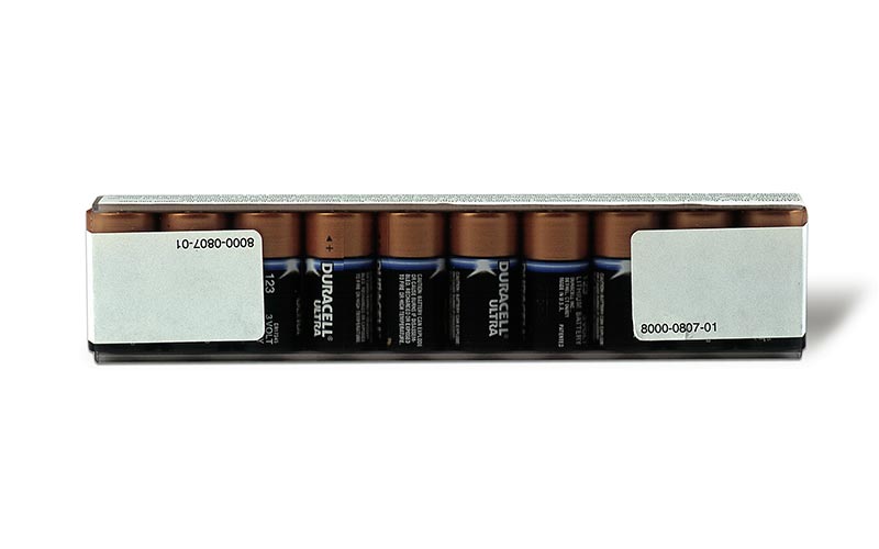 Pack of Duracell batteries in plastic holder