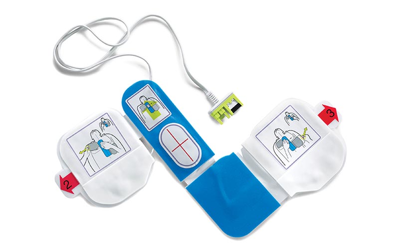 Automated external defibrillator pads with connector cable