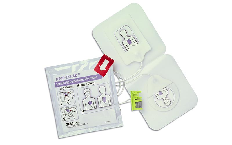 Pediatric defibrillation electrode pads with packaging and connectors