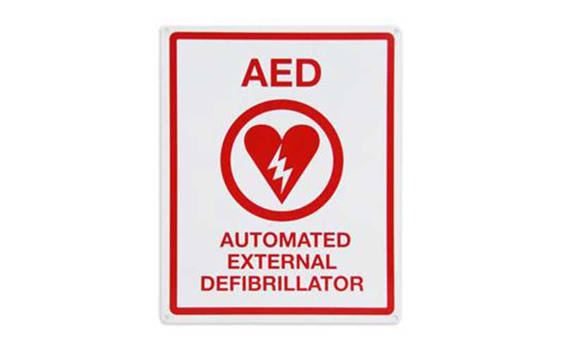 AED automated external defibrillator sign with heart symbol