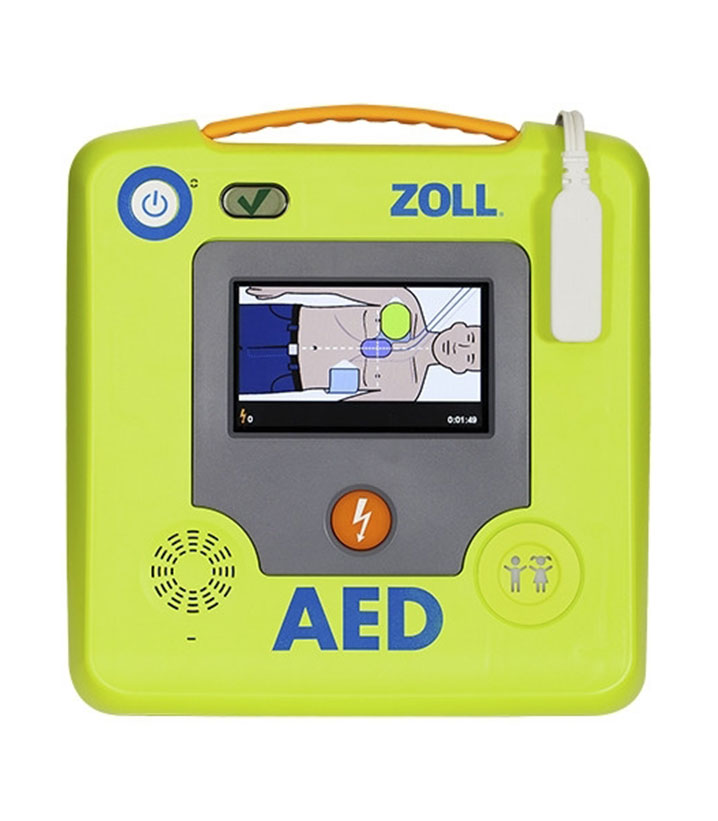 Zoll AED defibrillator with instructional display screen