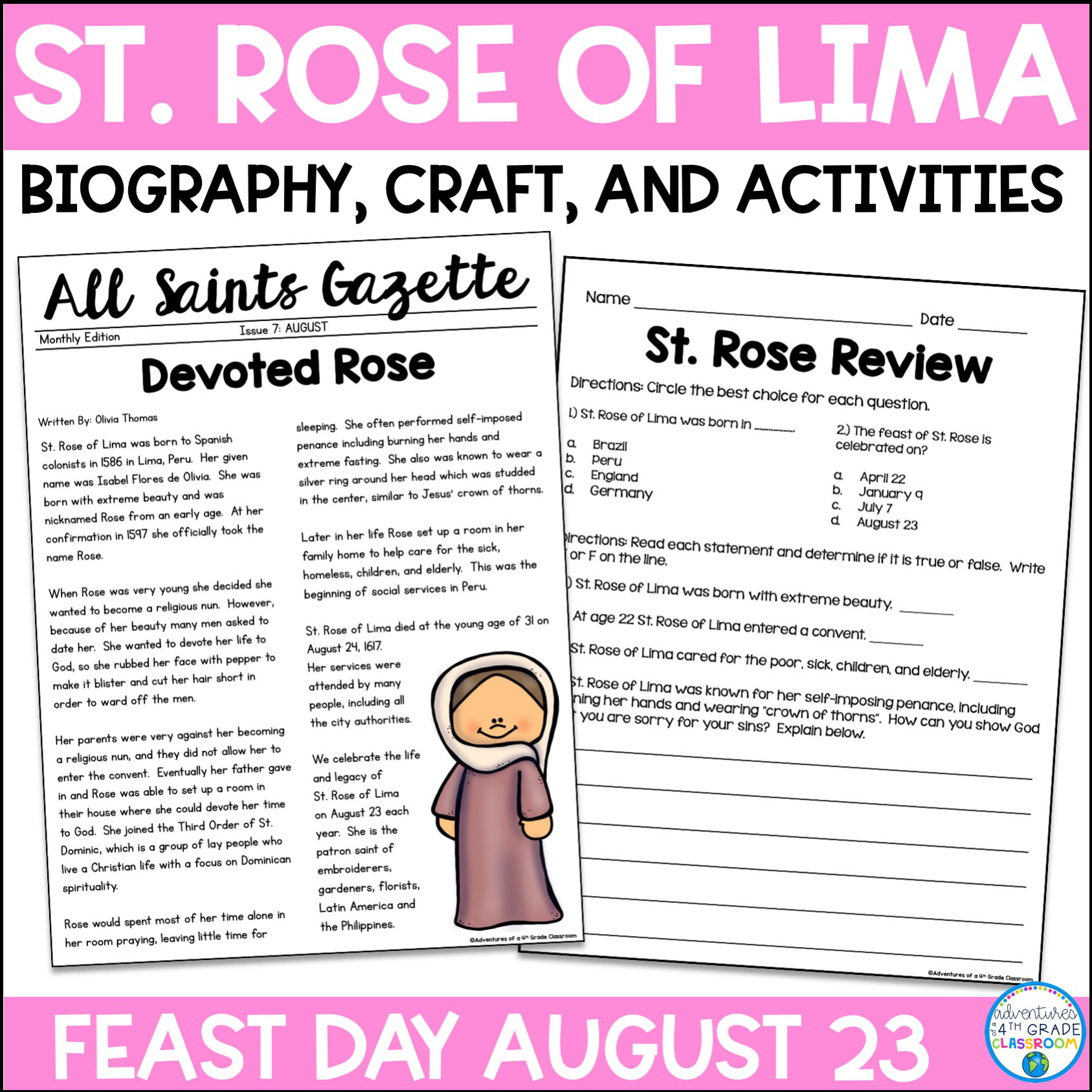 St. Rose of Lima Biography & Activities