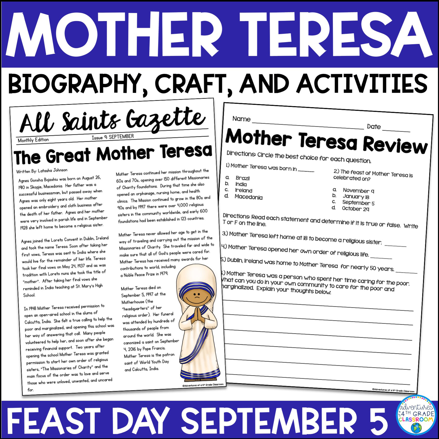 Mother Teresa Biography & Activities (St. Teresa of Calcutta)