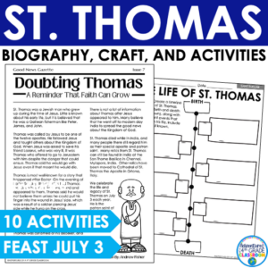 St. Thomas Catholic Saints Reading Passage Word Search Crossword Craft Worksheets