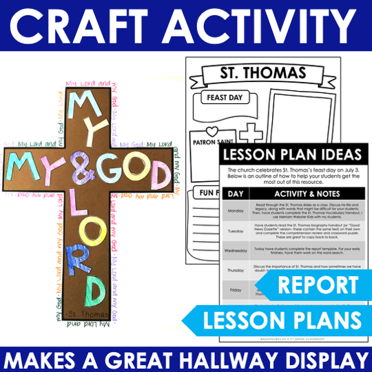St. Thomas Catholic Saints Reading Passage Word Search Crossword Craft Worksheets - Image 4