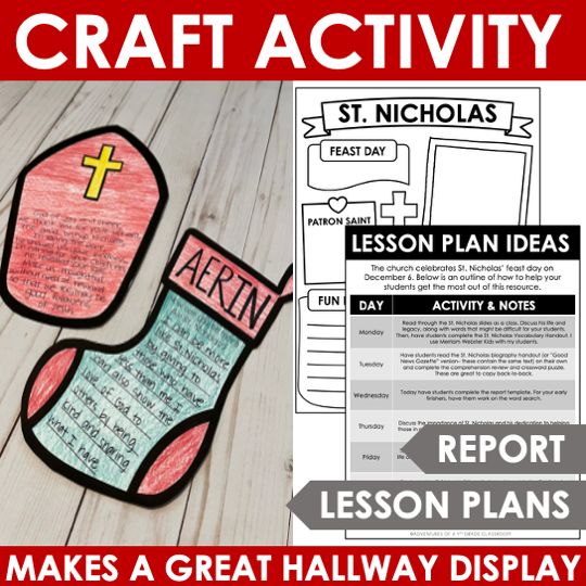St. Nicholas Day Activities Reading Passage Craft Crossword Puzzle St. Nick - Image 4