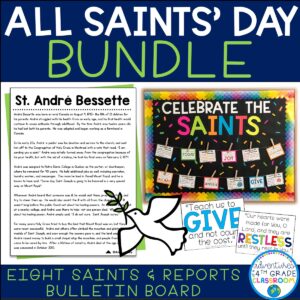 All Saints' Day Bundle- Saint Biographies & Bulletin Board