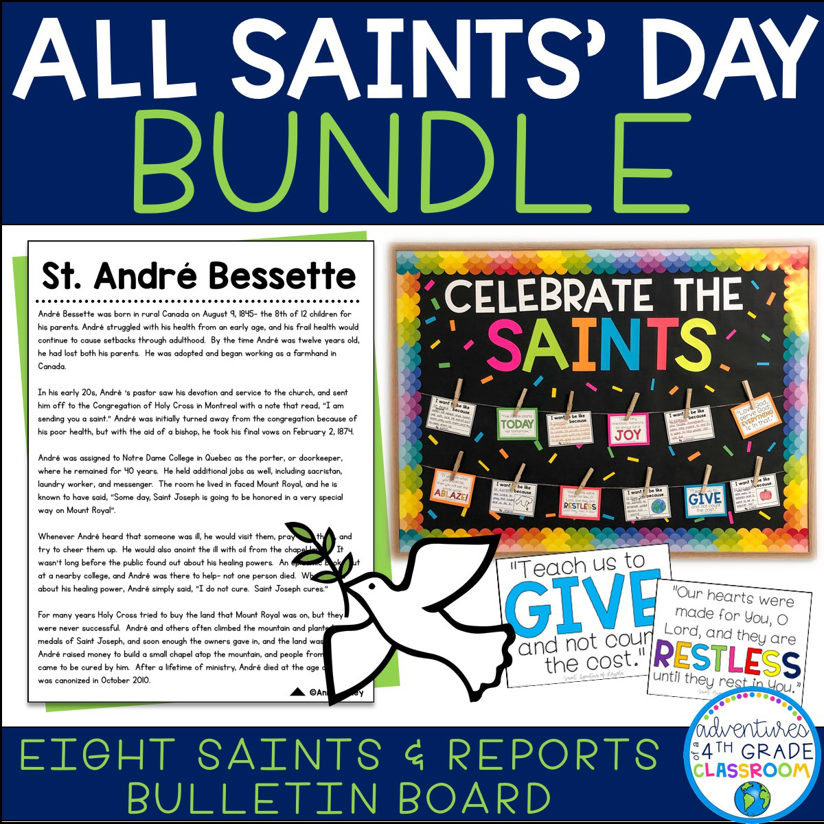 All Saints' Day Bundle- Saint Biographies & Bulletin Board